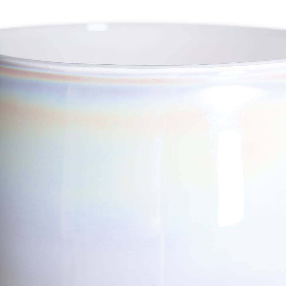 JARRÓN BLANCO NACARADO CRISTAL 24,50 X 24,50 X 50 CM - Imagen 2