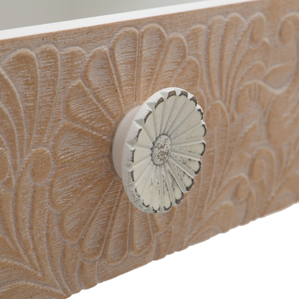 CÓMODA BLANCO-NATURAL MADERA DE PINO 100 X 40 X 80 CM - Imagen 6