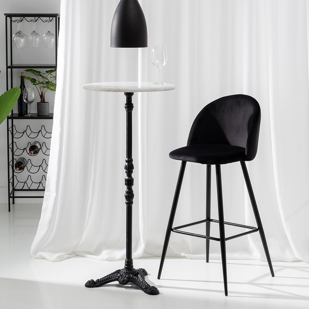 TABURETE ALTO NEGRO TEJIDO-METAL SALÓN 40,20 X 48,20 X 102 C - Imagen 2