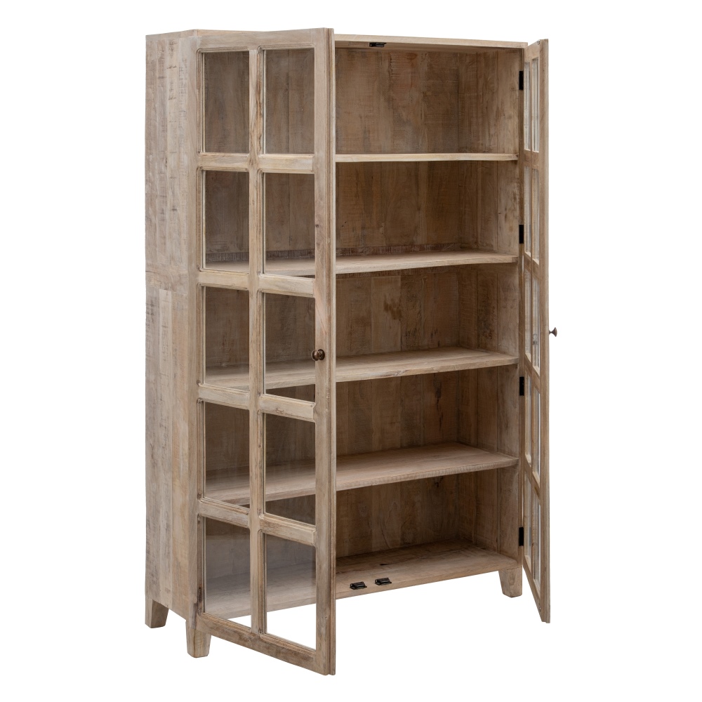 VITRINA BLANCO ROZADO MADERA DE MANGO 115 X 40 X 194 CM - Imagen 3