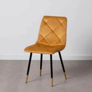 SILLA TERCIOPELO MOSTAZA TEJIDO-METAL 45 X 50 X 86 CM