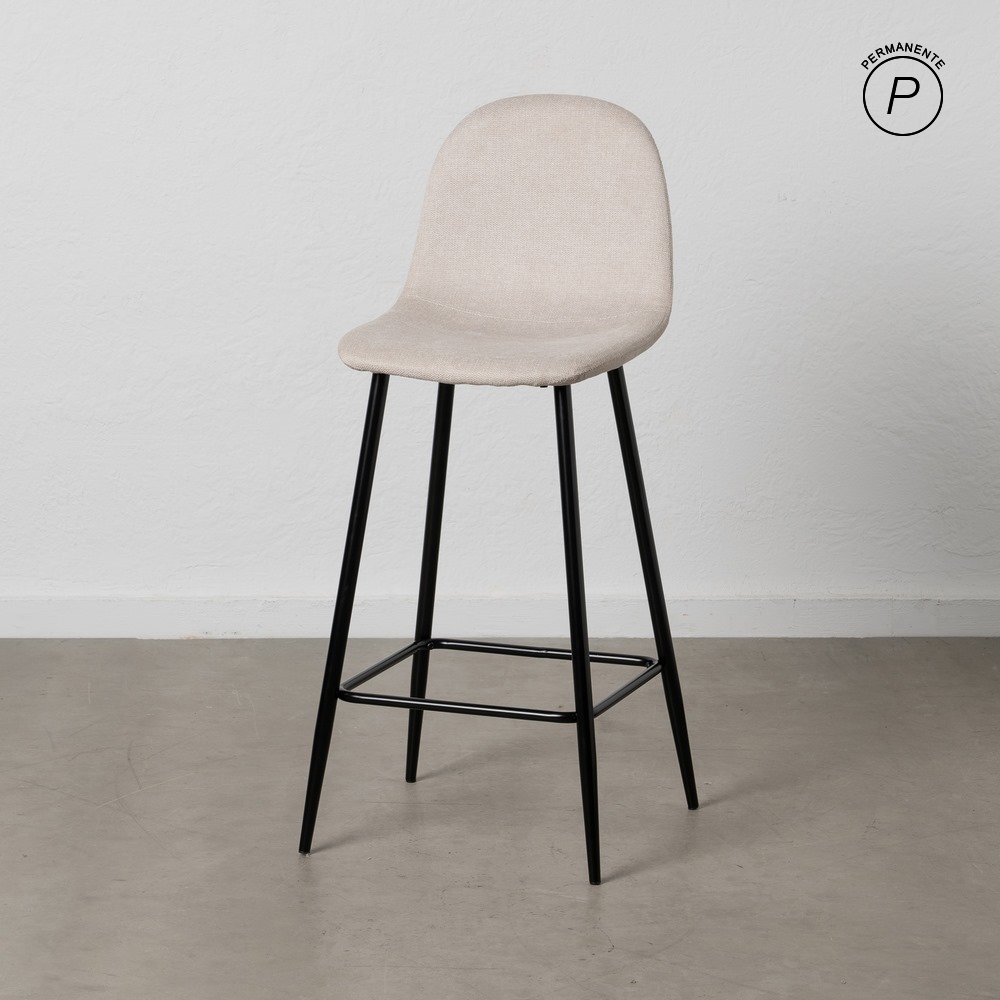 TABURETE CREMA TEJIDO-METAL SALÓN 45,50 X 45 X 105,50 CM