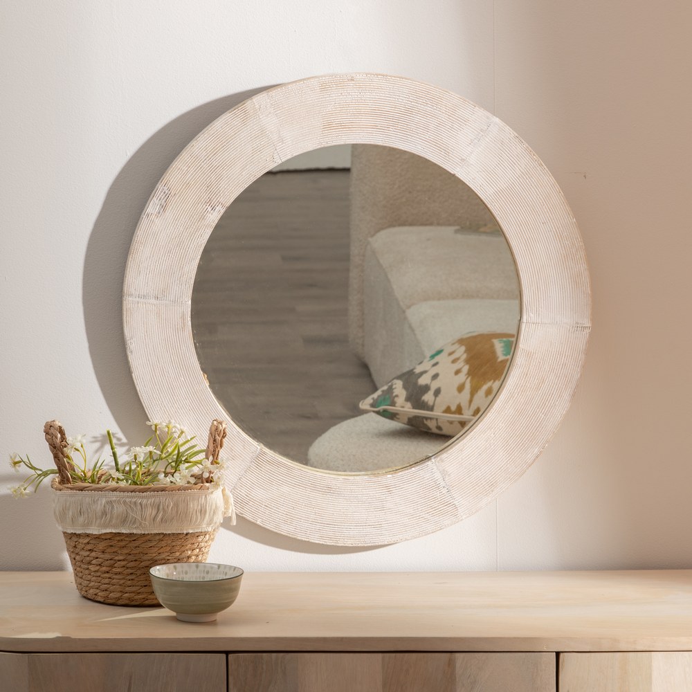 ESPEJO REDONDO MADERA DE MANGO 61 X 2,50 X 61 CM - Imagen 2