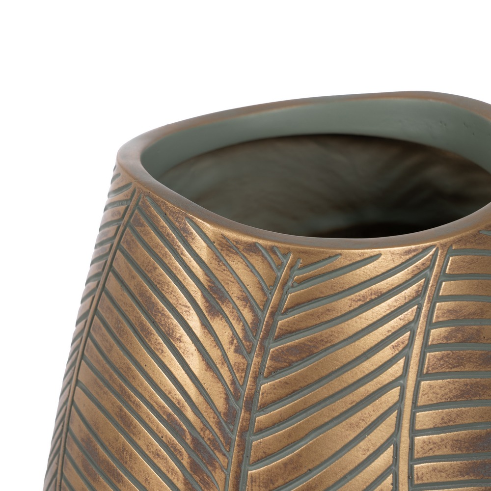 JARRÓN VERDE-ORO POLIRESINA DECORACIÓN 22 X 22 X 54 CM - Imagen 3