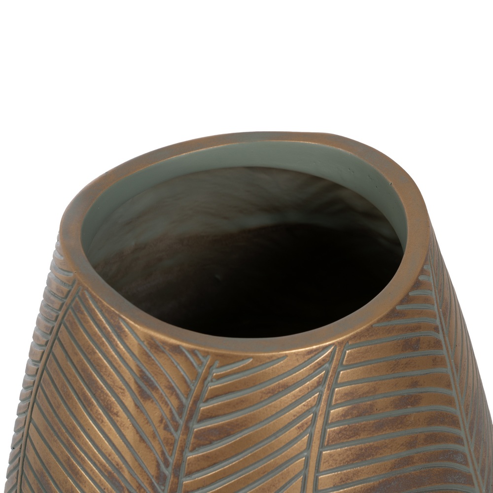 JARRÓN VERDE-ORO POLIRESINA DECORACIÓN 22 X 22 X 54 CM - Imagen 4