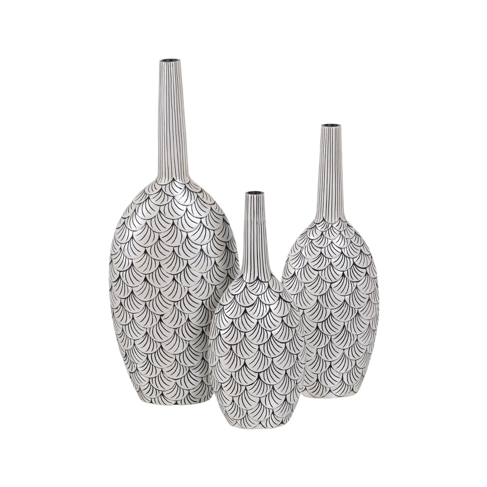 JARRÓN NEGRO-BLANCO POLIRESINA 23,50 X 13,50 X 60 CM - Imagen 2