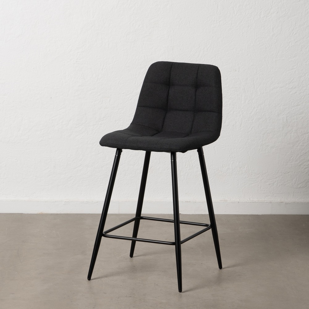 TABURETE NEGRO TEJIDO-METAL SALÓN 45 X 55 X 92 CM