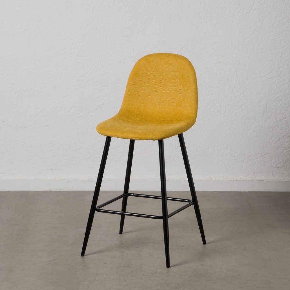 TABURETE MOSTAZA TEJIDO-METAL SALÓN 46 X 48 X 96 CM