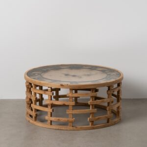 MESA CENTRO RELOJ NATURAL DM-MADERA 80 X 80 X 36 CM
