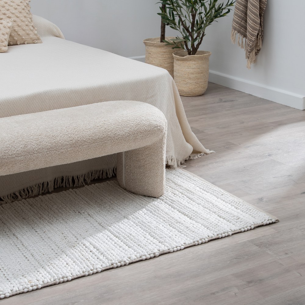 ALFOMBRA CREMA TEJIDO DECORACIÓN 80 X 150 CM - Imagen 2