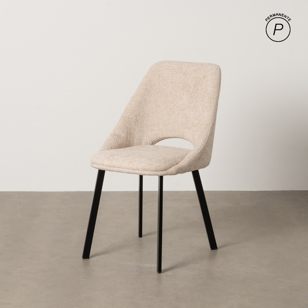 SILLA CREMA TEJIDO-METAL SALÓN 48 X 61 X 85 CM