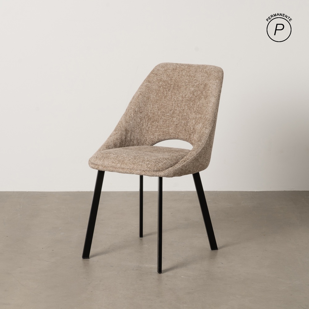 SILLA BEIGE TEJIDO-METAL SALÓN 48 X 61 X 85 CM