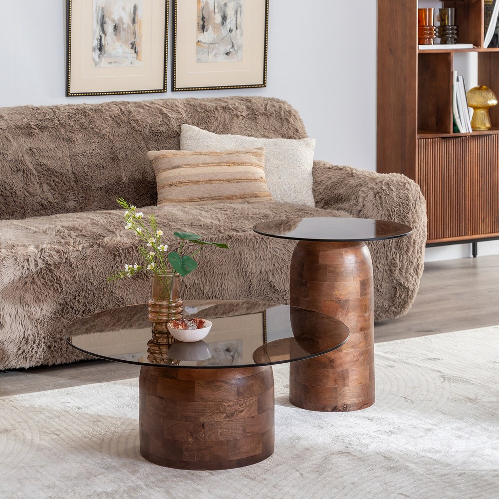 MESA CENTRO MIEL MADERA DE MANGO 80 X 80 X 35 CM - Imagen 2