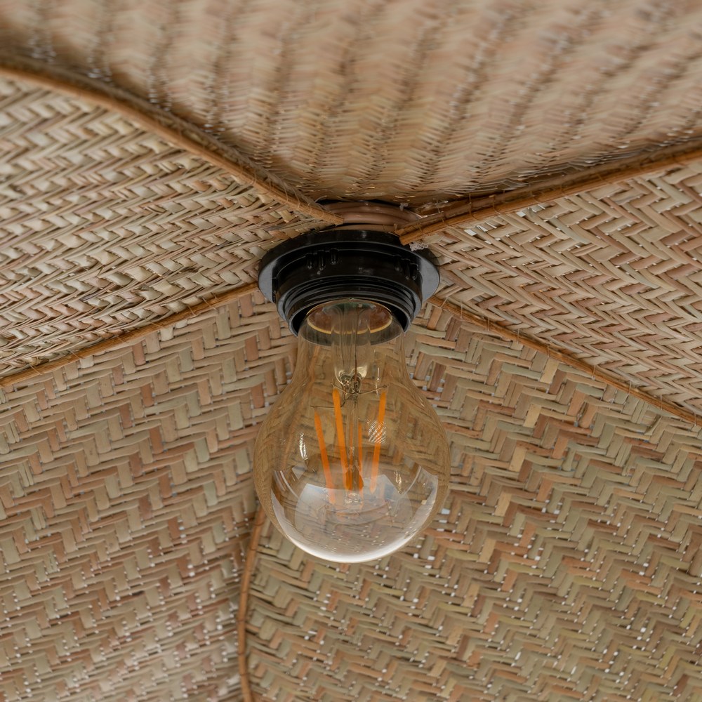 LÁMPARA TECHO FIBRA NATURAL ILUMINACIÓN 82 X 82 X 28 CM - Imagen 4