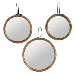 S/3 ESPEJO NATURAL MADERA DE MANGO 30 X 2,50 X 30 CM