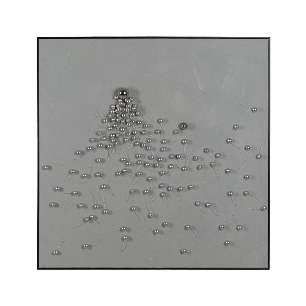 CUADRO ABSTRACTO BLANCO-PLATA 100 X 100 CM