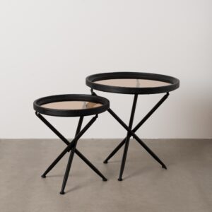S/2 MESITAS NEGRO MADERA-METAL 64 X 64 X 64 CM