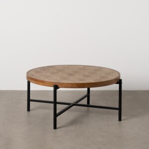 MESA CENTRO NATURAL-NEGRO METAL-MADERA 89 X 89 X 42,50 CM