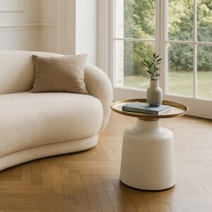 MESITA BLANCO-ORO METAL DECORACIÓN 50 X 50 X 47,50 CM