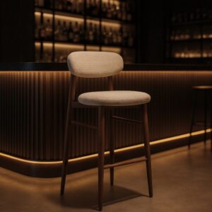 TABURETE 75CM BEIGE TEJIDO-METAL 54 X 52 X 105 CM