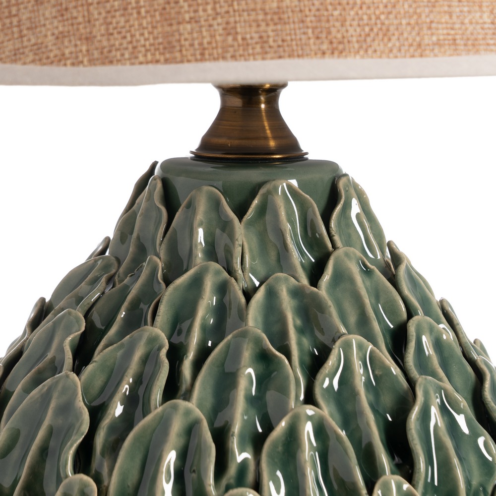 LÁMPARA MESA HOJAS VERDE CERÁMICA 33 X 33 X 47 CM - Imagen 4