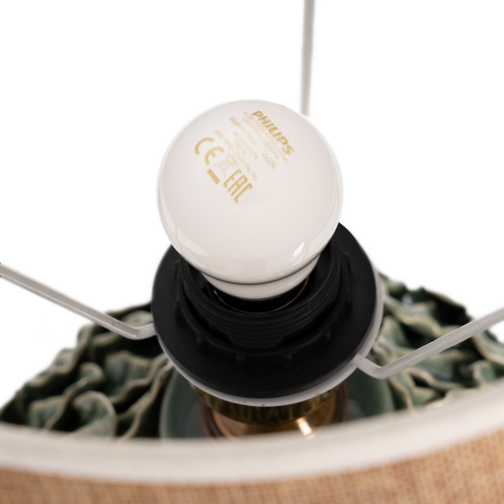 LÁMPARA MESA HOJAS VERDE CERÁMICA 33 X 33 X 47 CM - Imagen 6