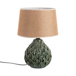 LÁMPARA MESA HOJAS VERDE CERÁMICA 33 X 33 X 47 CM