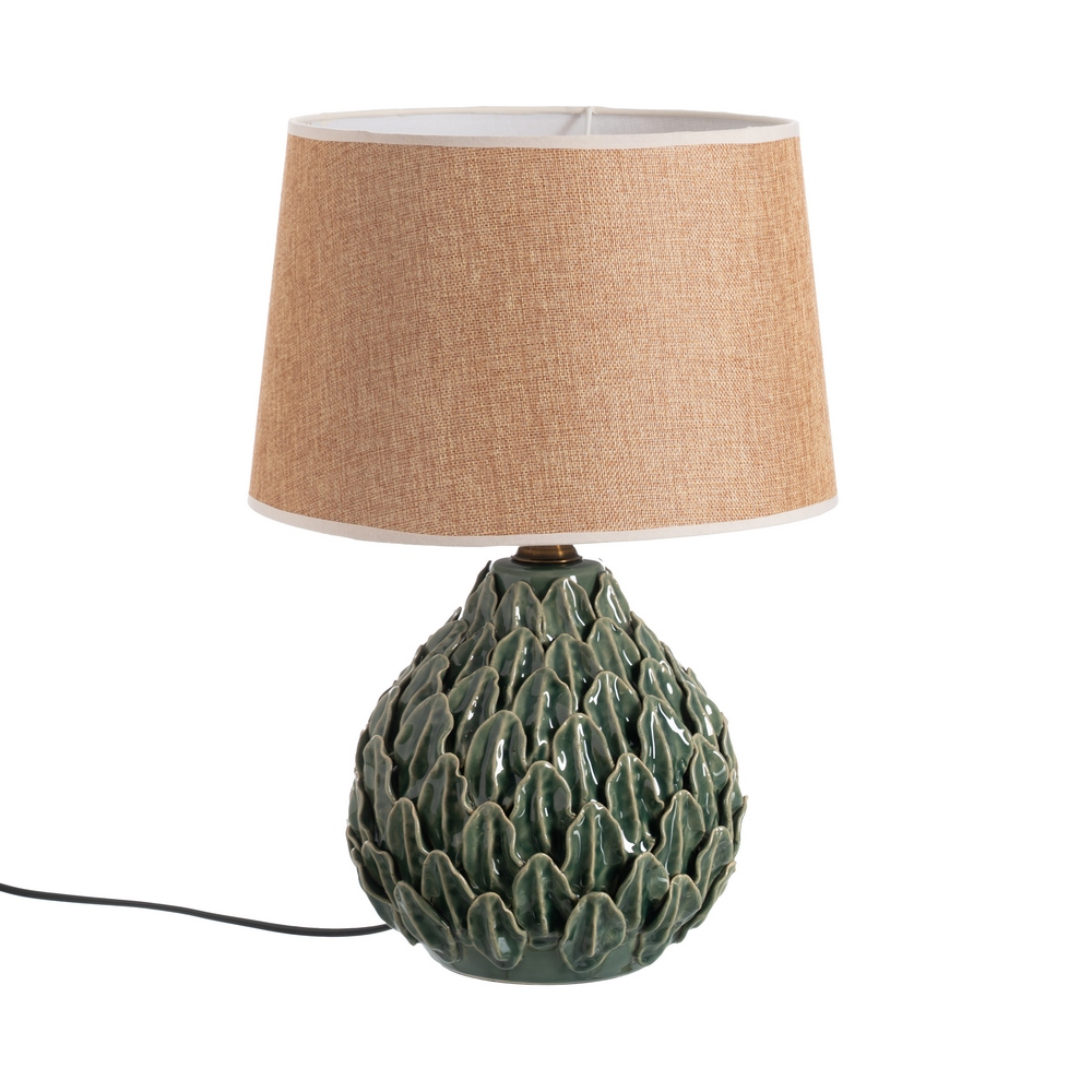 LÁMPARA MESA HOJAS VERDE CERÁMICA 33 X 33 X 47 CM