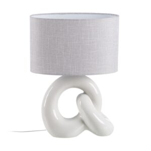 LÁMPARA MESA BEIGE CERÁMICA ILUMINACIÓN 40 X 20 X 55 CM